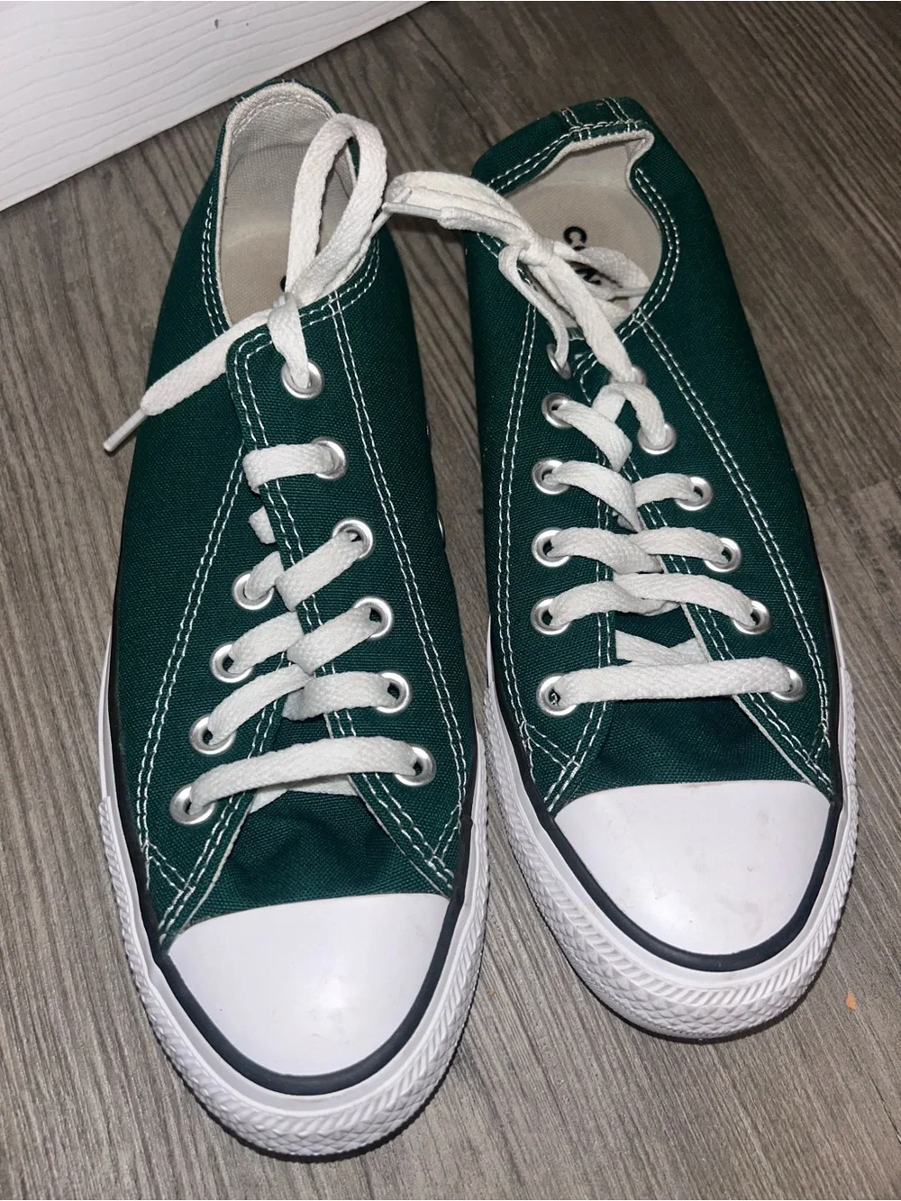 Converse Kids Low-Top Canvas Sneakers - Dark Green & White